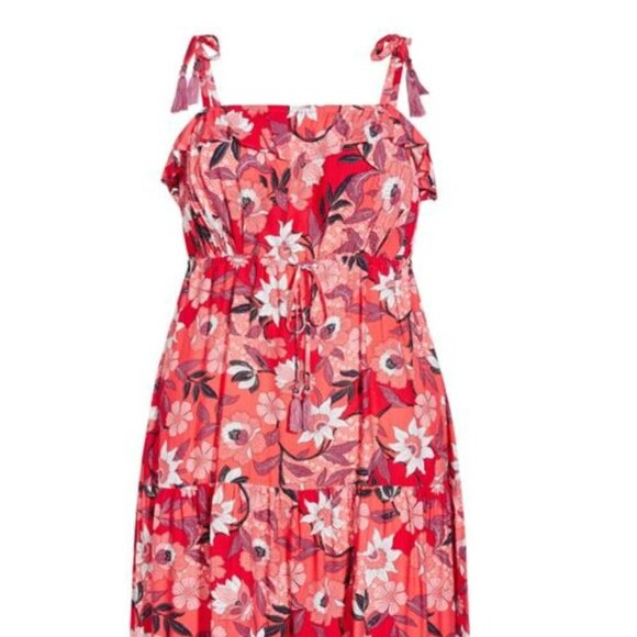 NWT Aveology Pink Floral Print Maxi Haven Tiered Dress Women's Plus Size 18/20 - Picture 12 of 13